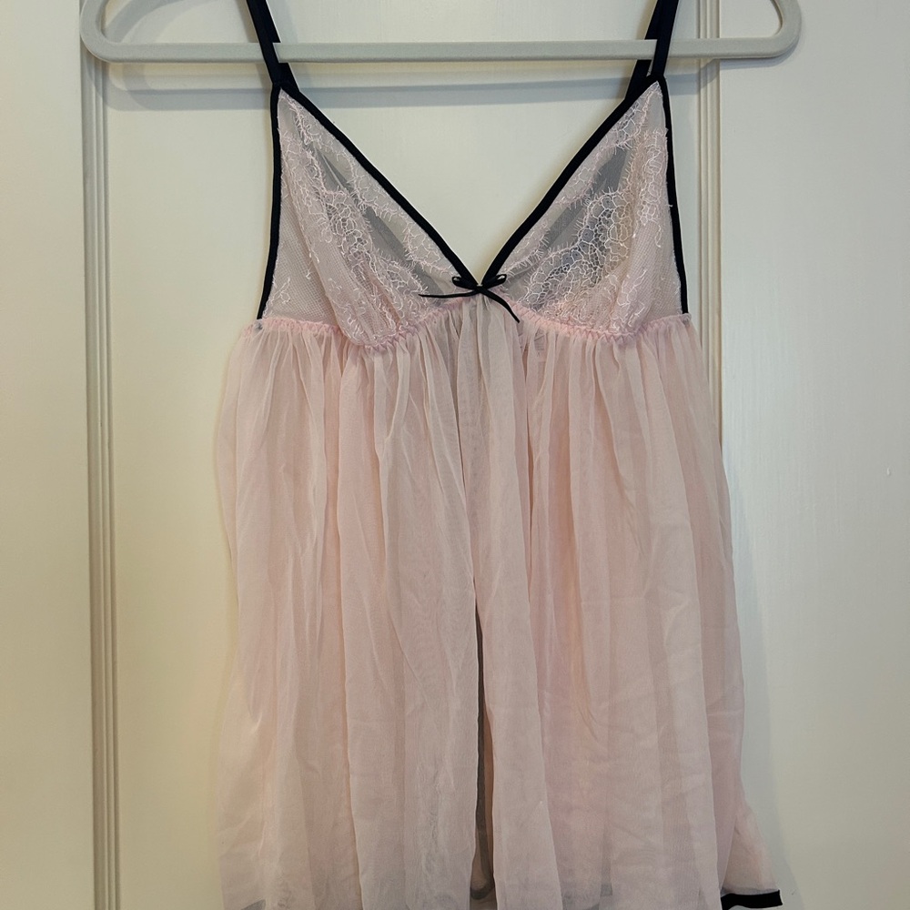 Victoria's Secret Pink and Black Lace Babydoll